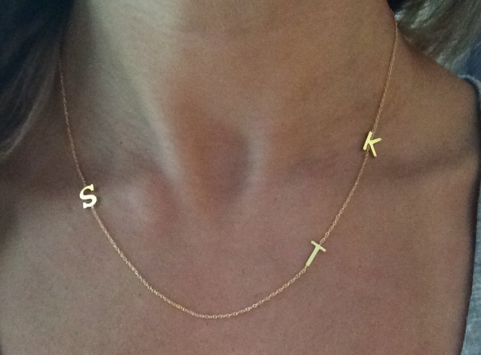 14k solid gold initial necklace childrens name necklace