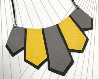 Contemporary Geometric Leather Necklace