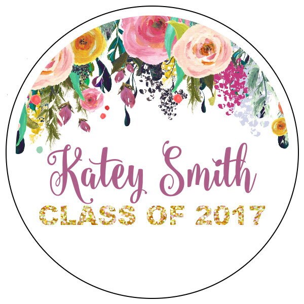 floral graduation stickers watercolor flower graduation party