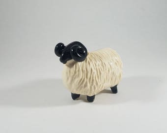 Ceramic Ram Miniature | Vintage Sheep Figurine | White Ceramic Sheep | Ceramic Sheep | Big Horn Sheep | Billy Goat | Miniature Animal