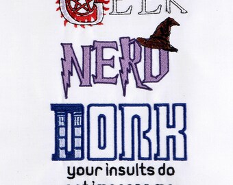 Geek Nerd Dork Supernatural Harry Potter Doctor Who machine embroidery design 5x7