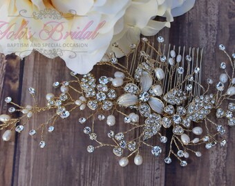FAST Shipping!!! Gold Bridal Hair Comb, Wedding Hair Comb, Crystal Hair Comb, Swarovski Hair Comb, Hair Comb, Headpiece, Crystal Headpiece