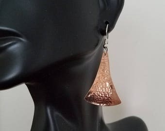 Hammered copper earrings