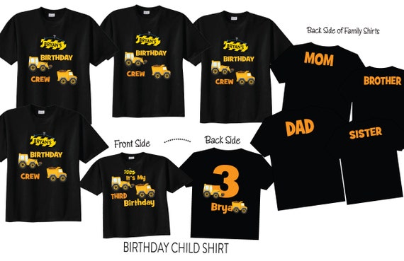 construction birthday family shirts