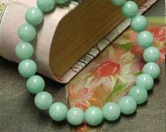 Natural Amazonite Stone Bracelet, Stackable, Stretch Bracelet, Natural Stone