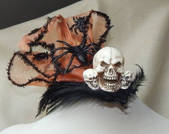 Halloween fascinator,Halloween hat,Halloween costume,skull fascinator,skull halloween fascinator,spider fascinator,spider halloween hat