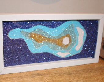 Island Topography island Glitter Art Shadowbox