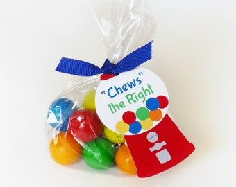 Chews the Right CTR Favor Tag Printable: Bubblegum Machine LDS Primary or LDS tags - Decoration for Goodie Bags