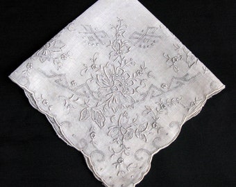 Gray Hankie Madeira Handkerchief Bridal, Hanky Appenzell Hankies