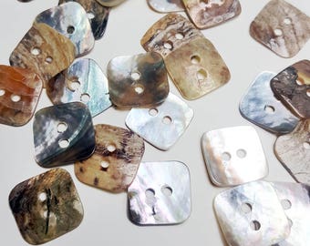 Square Shell Nacre Buttons, Mother of pearl Buttons, Abalone Square Buttons