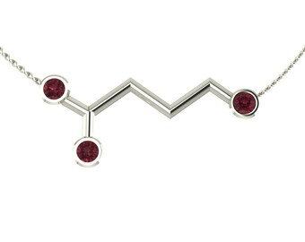 Molecule Gaba "calm" platinum necklace set with genuine birthstones - Molecular Bliss