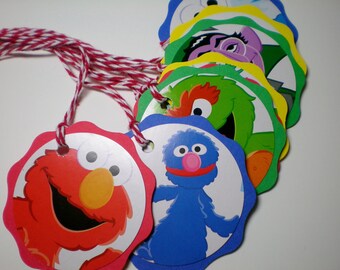 Seasame Street birthday party tags favor bags large tags 12