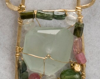 Looking Glass gem art necklace wearable art