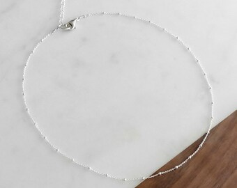 Silver Satellite Chain Choker Necklace - Delicate Silver Necklace, Layering Necklace, Simple Chain Necklace, Short Necklace, Gifts for Her