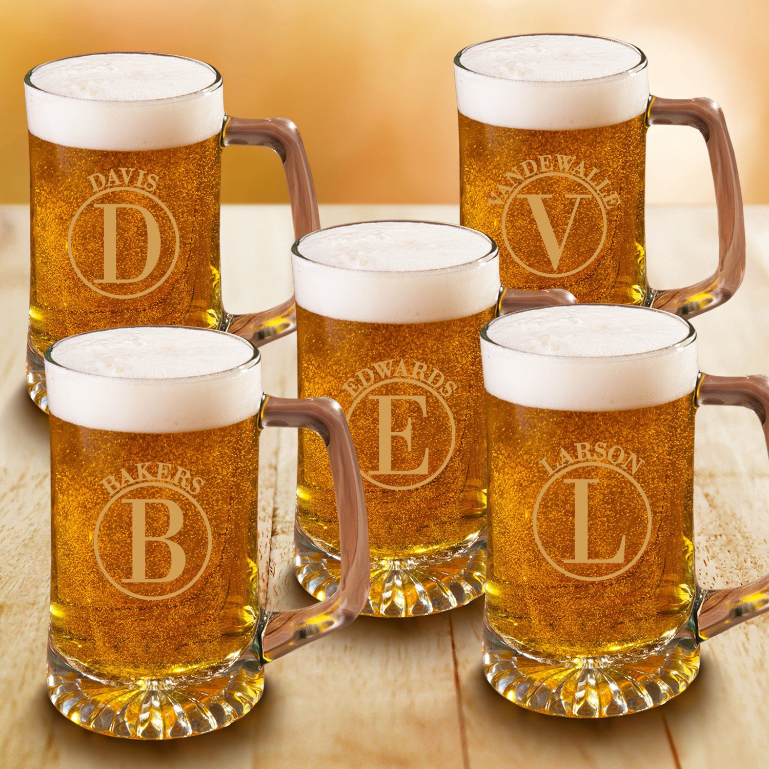 Personalized Beer Mug Set Of 5 Groomsmen T Engraved