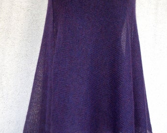 Hand knit poncho/wrap/mohair cape/trawel wrap. Color dark mauwe/dark purple