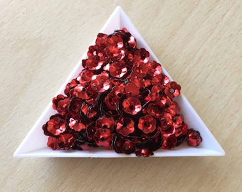 Glitter / floral Bowl "iridescent" red"6 mm in bulk