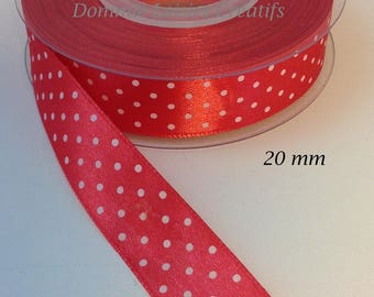 20 mm red shiny dots satin ribbon