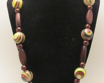 Wood & Arcylic Necklace ***Earth Tones***