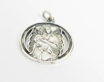 St. Anne Silver Medal Catholic Pendant Charm Ann Mother of Mary Sterling Anne de Beaupre Patron Saint