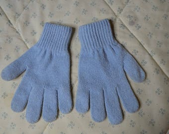 ON SALE Vintage Pair of Light Blue Children's Gloves