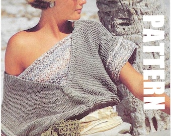 Cotton Off the Shoulder Summer Top, Knitting Pattern, PDF Instant Download, Vintage Ladies Fashion, Textured Top