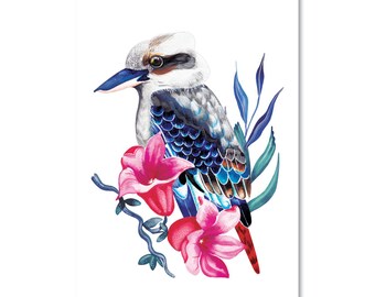 Kookaburra with Botanicals -Print