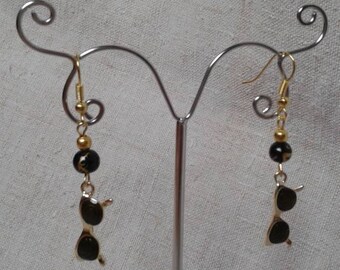 Earrings "Golden sunglasses"