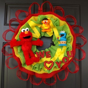 24" Wonderful Unique Handmade Wreath Kid's Birthday! room decor - Elmo! - Great Mother's Day Gift!