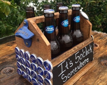 Beer caddy,Budlight Beer Bottle Holder with bottle opener,Husband gift,Groomsmen gift,Wedding gift,Fathers day gift,fathers day gift