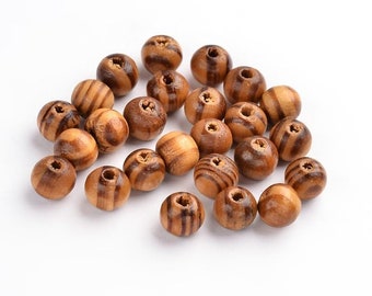 100 Burlywood Polished Grain Round Wooden Beads. 6mm, 8mm or 10mm.