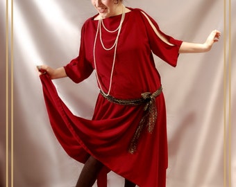 Plus Size Deep Red Flapper 1920s Dresses