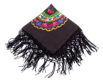 Traditional/Folk Polish Pattern Scarf (Chusta GÓRALSKA)