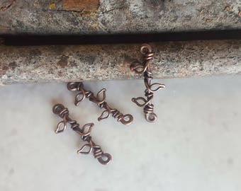 Artisan Copper Connector Pairs - Artisan Copper Findings - Handmade Components - Handmade Findings - Plant Findings - Plant Charms - PAIRS