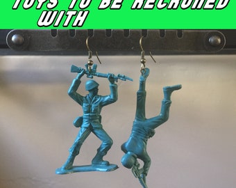 Turquoise Army Men Dangle Earrings *Toys To Be Reckoned With