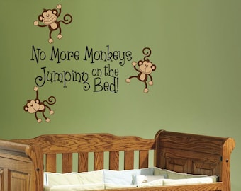 No More Monkeys Jumping on the Bed Wall Decal - Children's Room Wall Art Vinyl Sticker