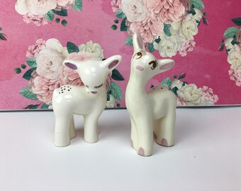 Vintage Deer Figurines, set of 2 Deer Figurines, White Deer Knick Knacks, gift for her