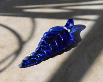 Blue Glass Leaf Pendant