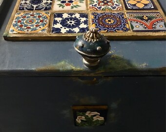 Moroccan inspired Box made with tiles, jewelry box, wedding gift