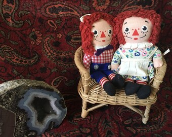 Vintage 1960's Knickerbocker Toys Raggedy Ann & Raggedy Andy/vintage dolls/nursery decor