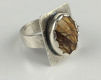 Red Creek Jasper Sterling Silver Ring. Size 7