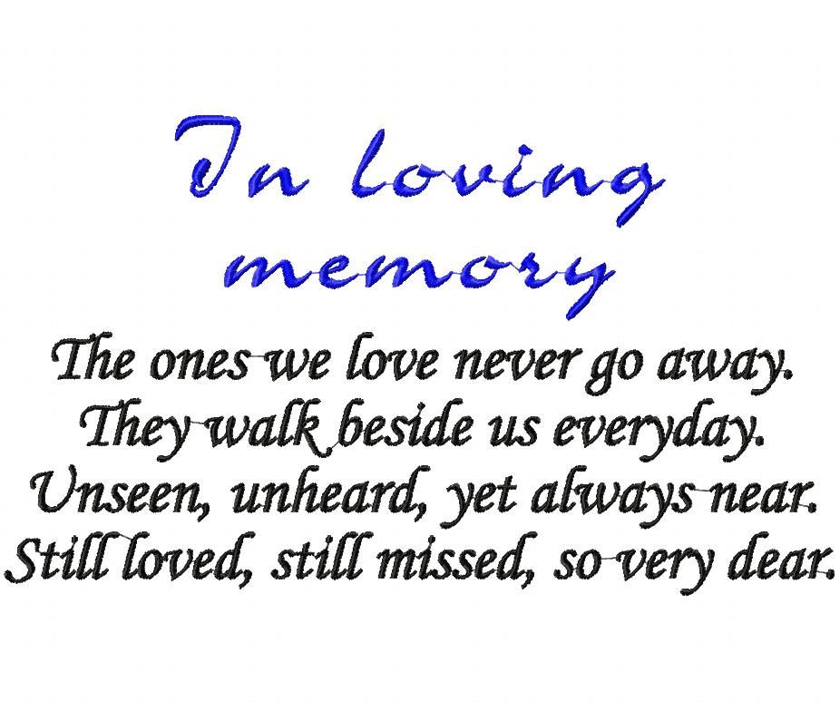 In loving memory embroidery design memorial embroidery