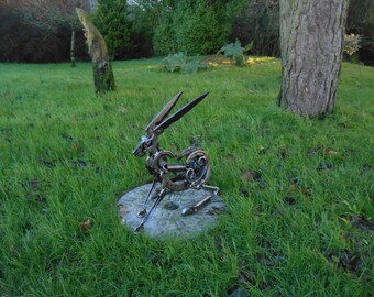 Scrap metal Hare Life size sculpture