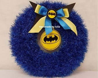 Knitted Tinsel Wreath Batman