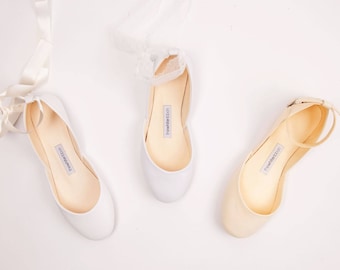 The Wedding Shoes | Bridal Ballet Flats | Wedding Flats for Brides | Ivory White Pearl Bridal Shoes | Custom Wedding Flats | Made to Order