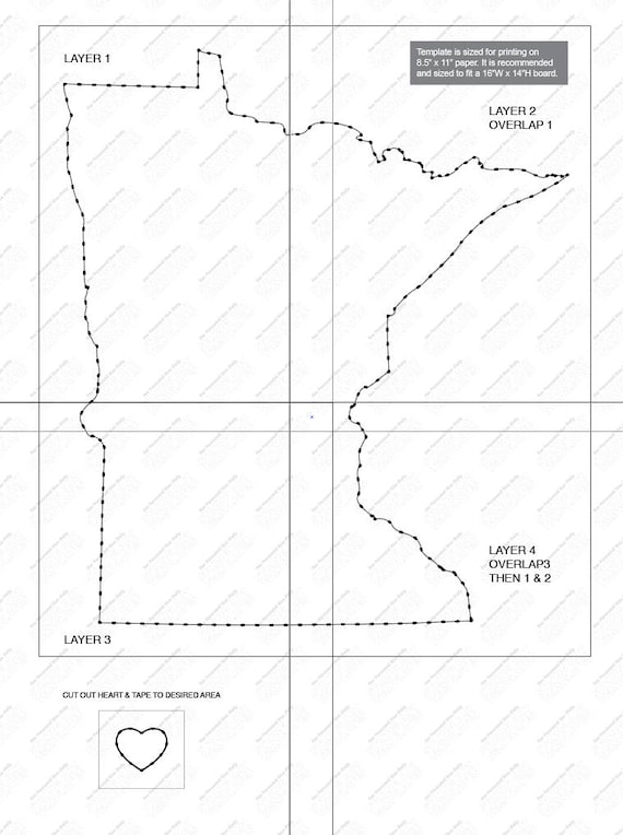 Minnesota String Art Template W Heart