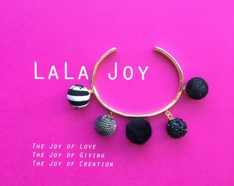 Black Bubble Charm Cuff Bracelet