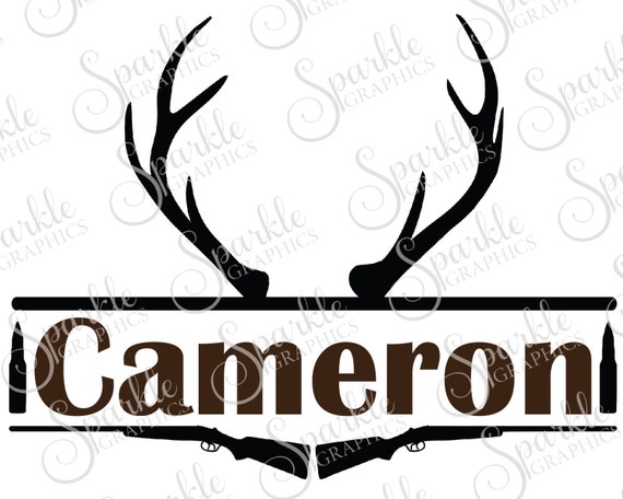 Download Hunting Monogram Frame Antler Deer Rifle Gun Hunting SVG Deer