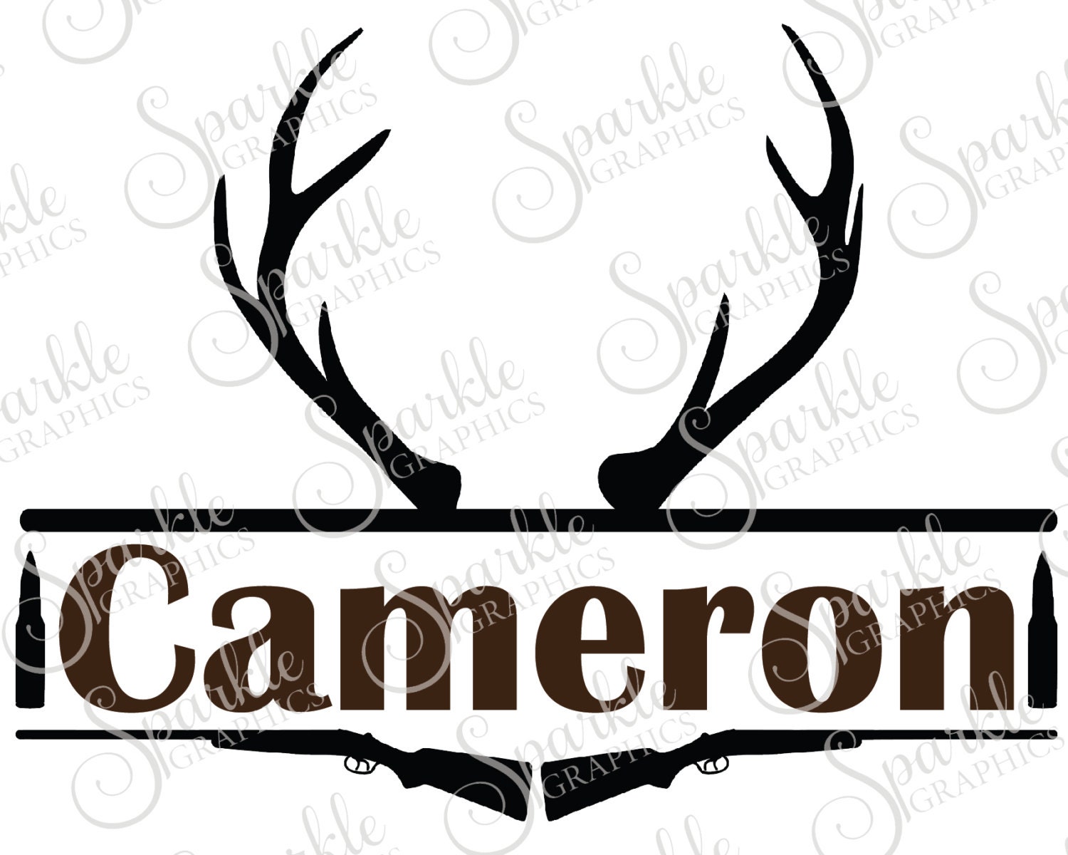 Hunting Monogram Frame Antler Deer Rifle Gun Hunting SVG Deer