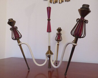 lamp chandelier LUNEL France 3 lights mid century typical 1950 1960 '50s 60's deco vintage french pendant lamp chandelier